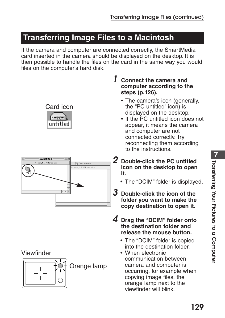 Transferring image files to a macintosh | Olympus C-200 Zoom  EN User Manual | Page 139 / 162