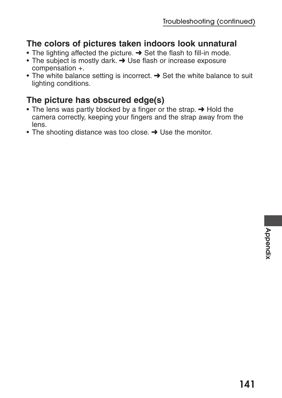 The picture has obscured edge(s) | Olympus C-200 Zoom  EN User Manual | Page 151 / 162