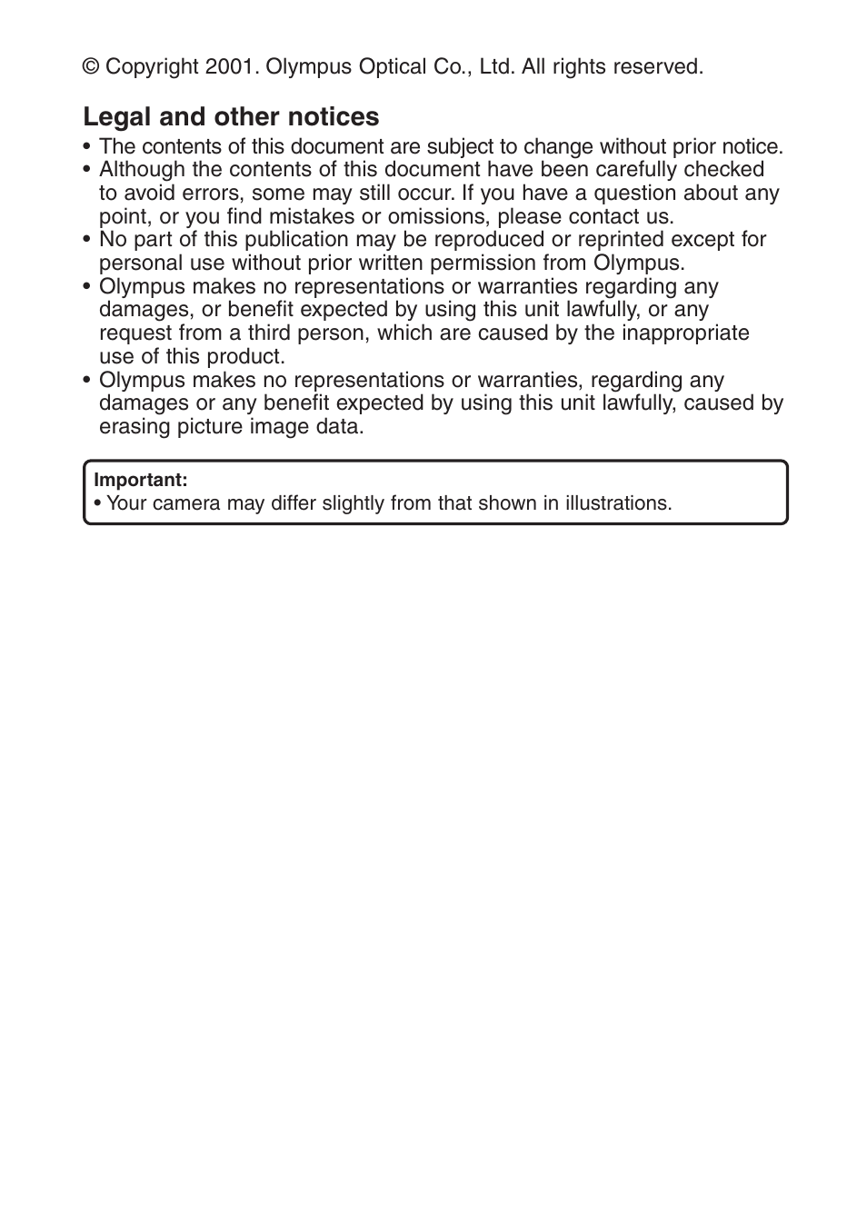 Legal and other notices | Olympus C-200 Zoom  EN User Manual | Page 2 / 162