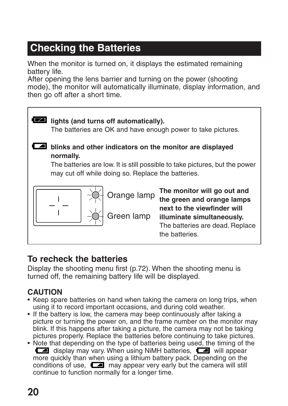 Checking the batteries | Olympus C-200 Zoom  EN User Manual | Page 30 / 162