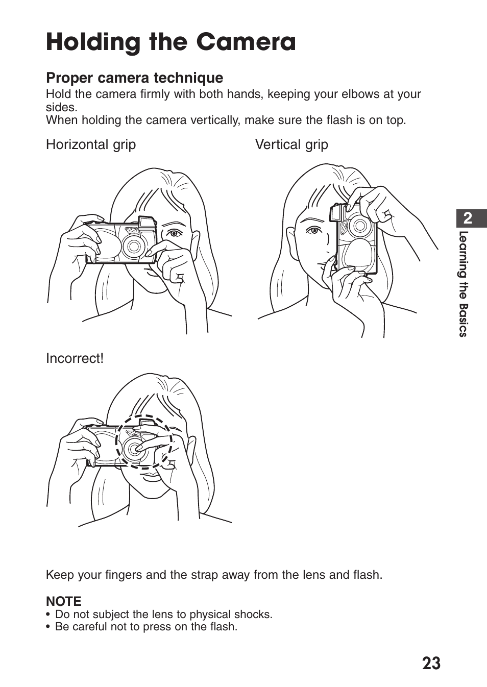 Holding the camera | Olympus C-200 Zoom  EN User Manual | Page 33 / 162
