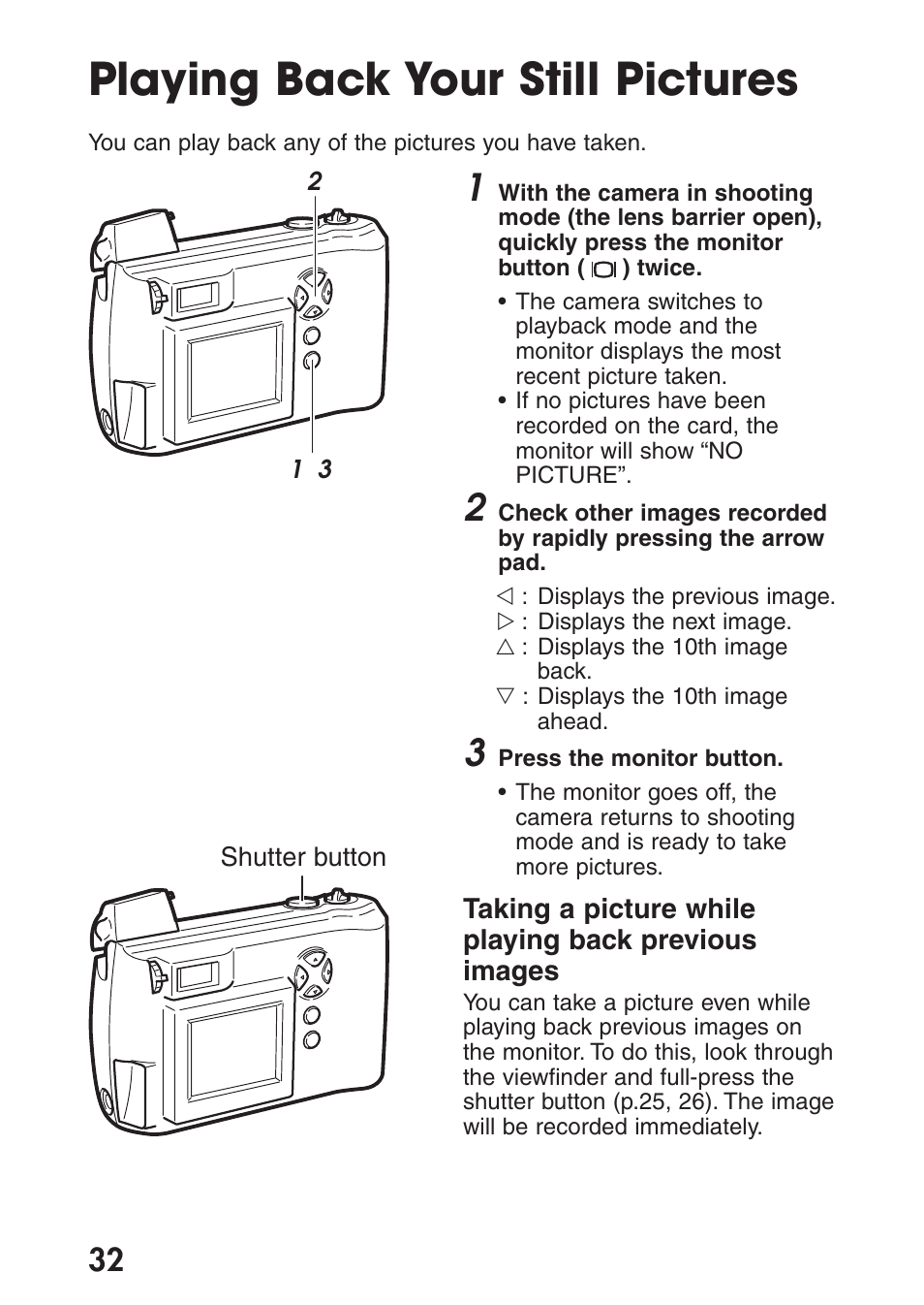 Playing back your still pictures | Olympus C-200 Zoom  EN User Manual | Page 42 / 162