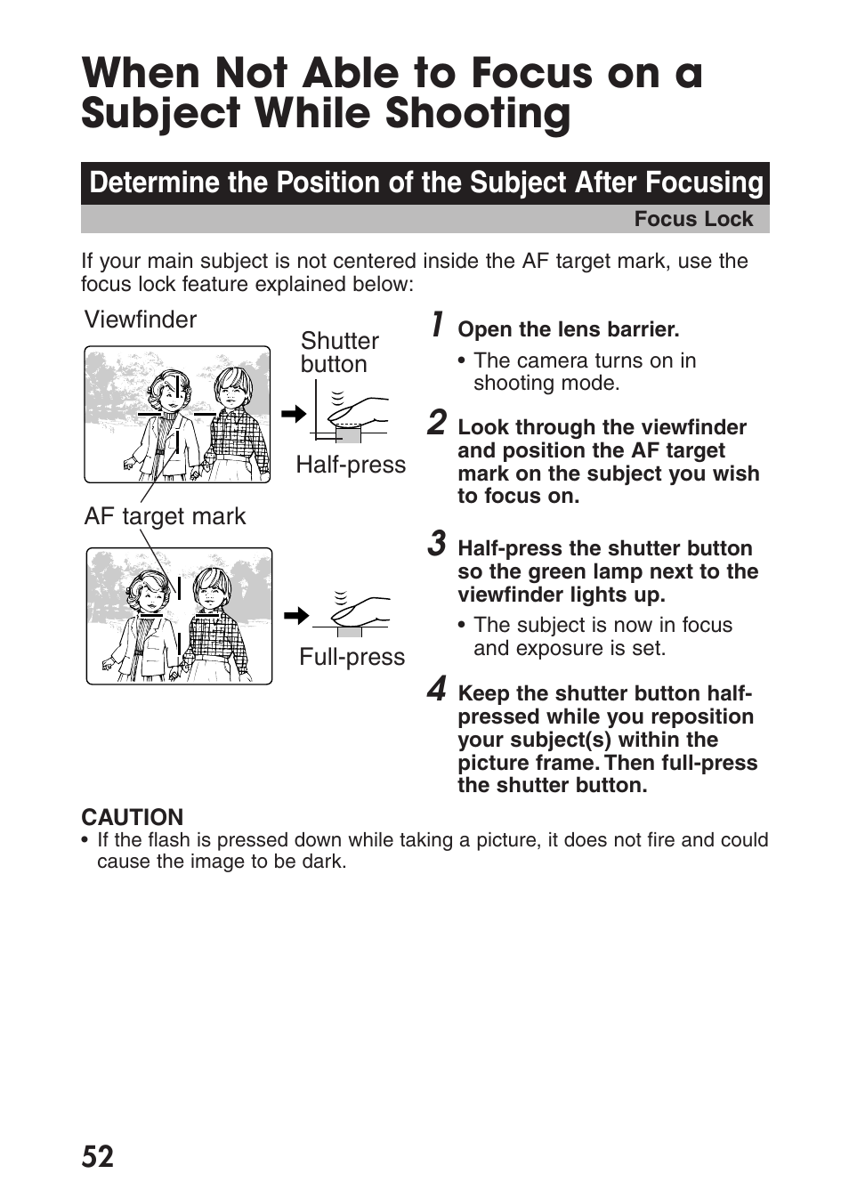 When not able to focus on a subject while shooting | Olympus C-200 Zoom  EN User Manual | Page 62 / 162