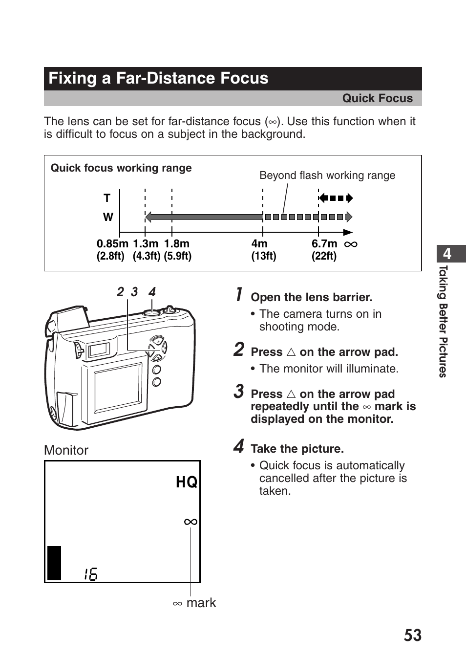 Fixing a far-distance focus | Olympus C-200 Zoom  EN User Manual | Page 63 / 162