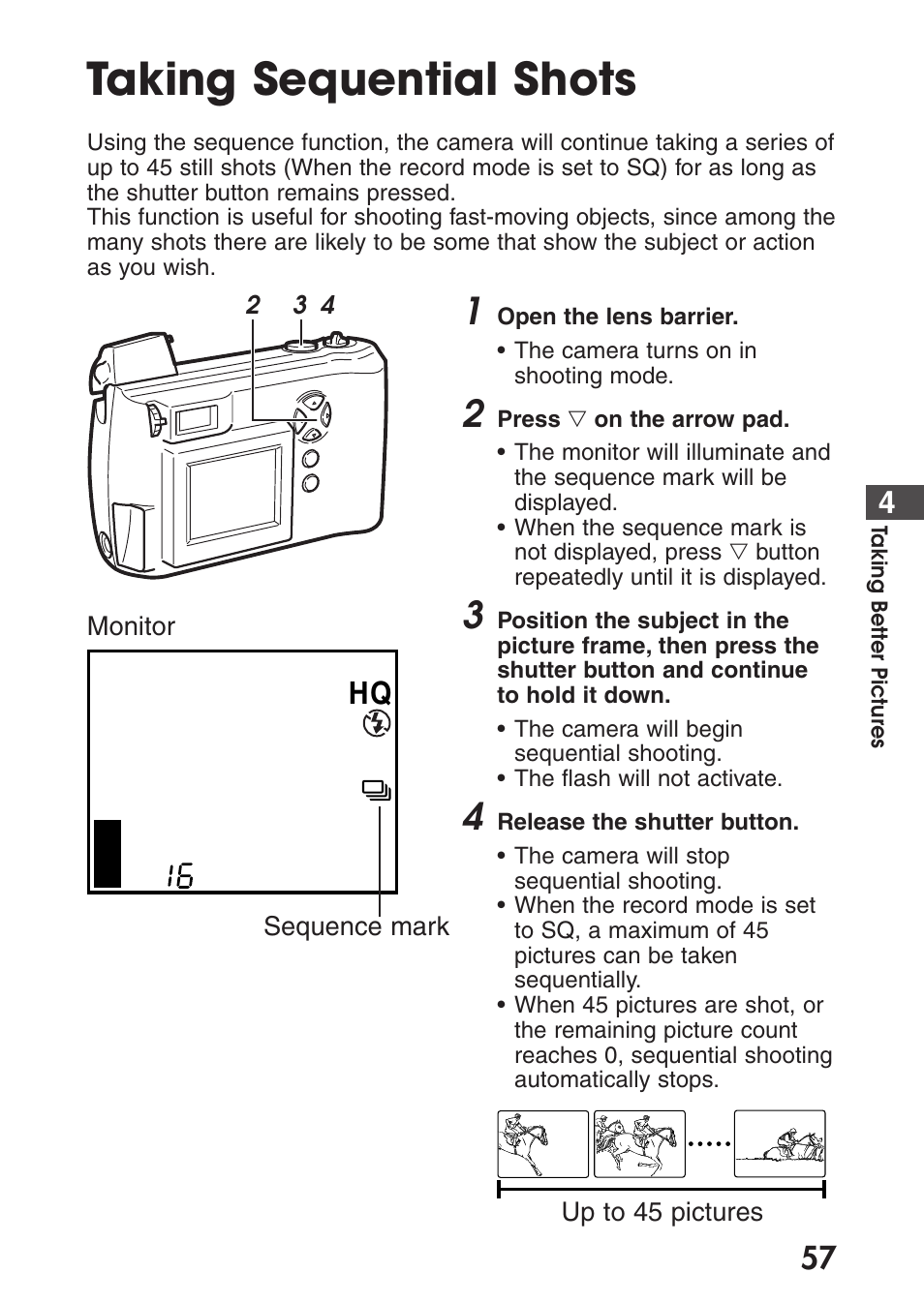 Taking sequential shots | Olympus C-200 Zoom  EN User Manual | Page 67 / 162