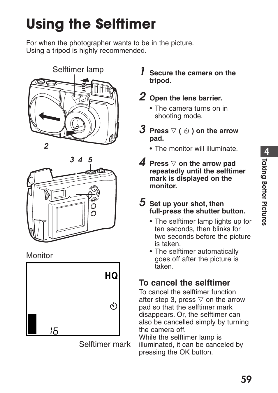 Using the selftimer | Olympus C-200 Zoom  EN User Manual | Page 69 / 162