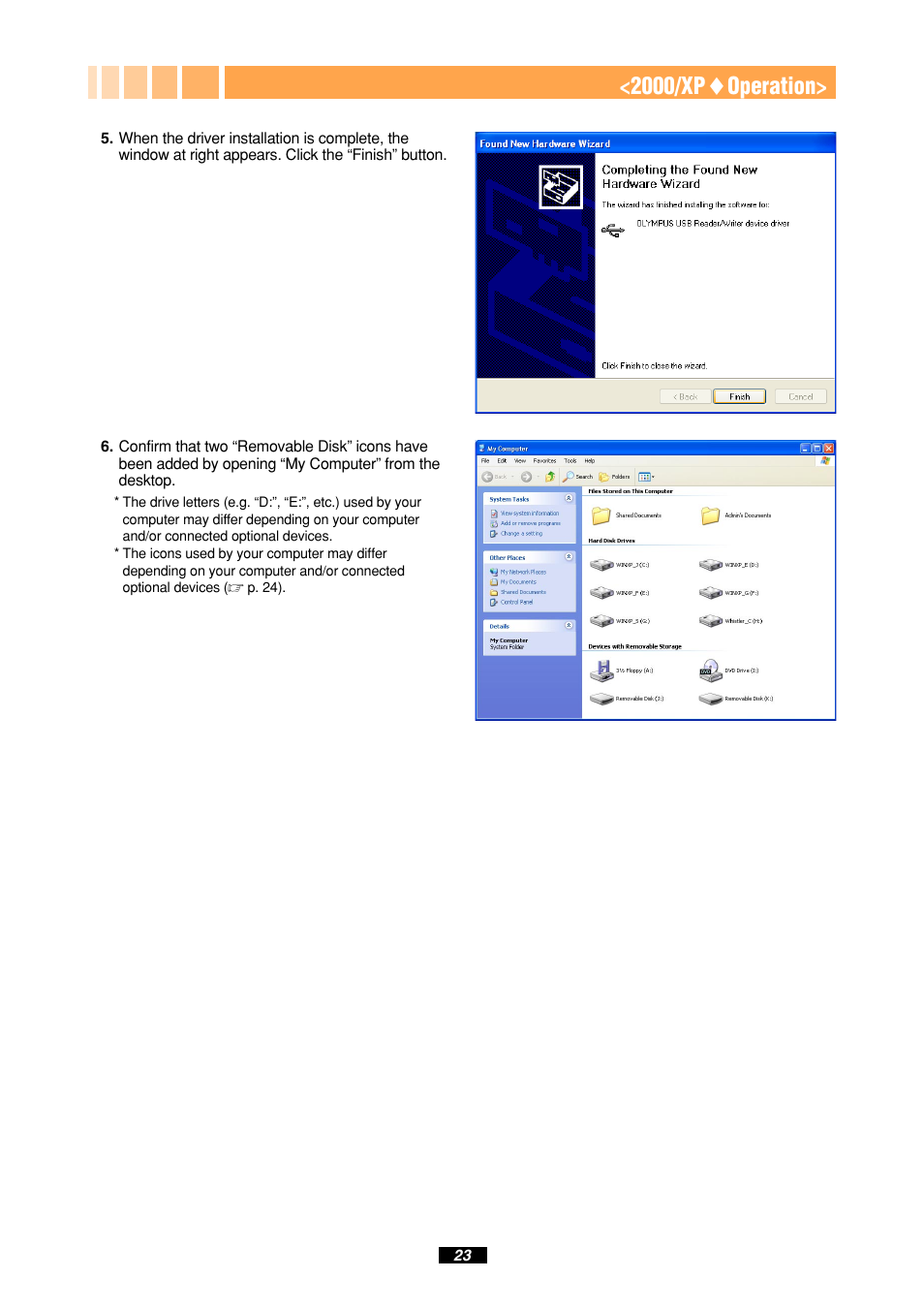 2000/xp ࡗ operation | Olympus MAUSB-10 User Manual | Page 23 / 52