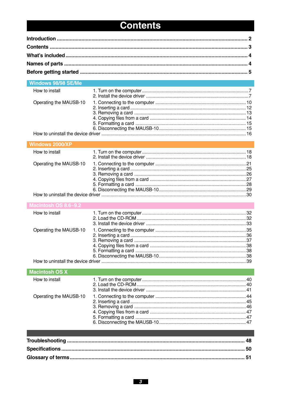 Olympus MAUSB-10 User Manual | Page 3 / 52