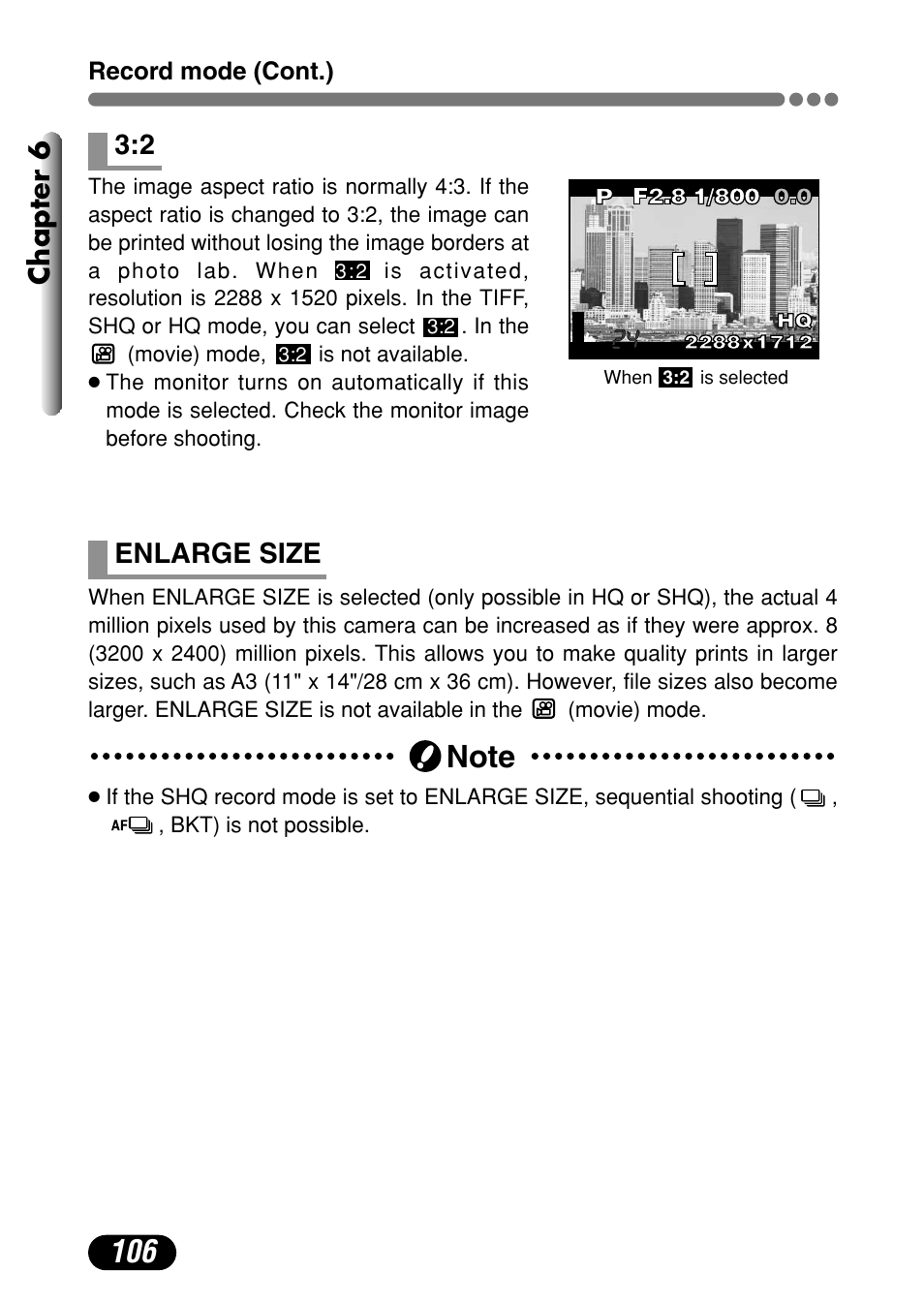 2 106 enlarge size 106, Chapter 6, Enlarge size | Olympus C-4000 Zoom User Manual | Page 107 / 245