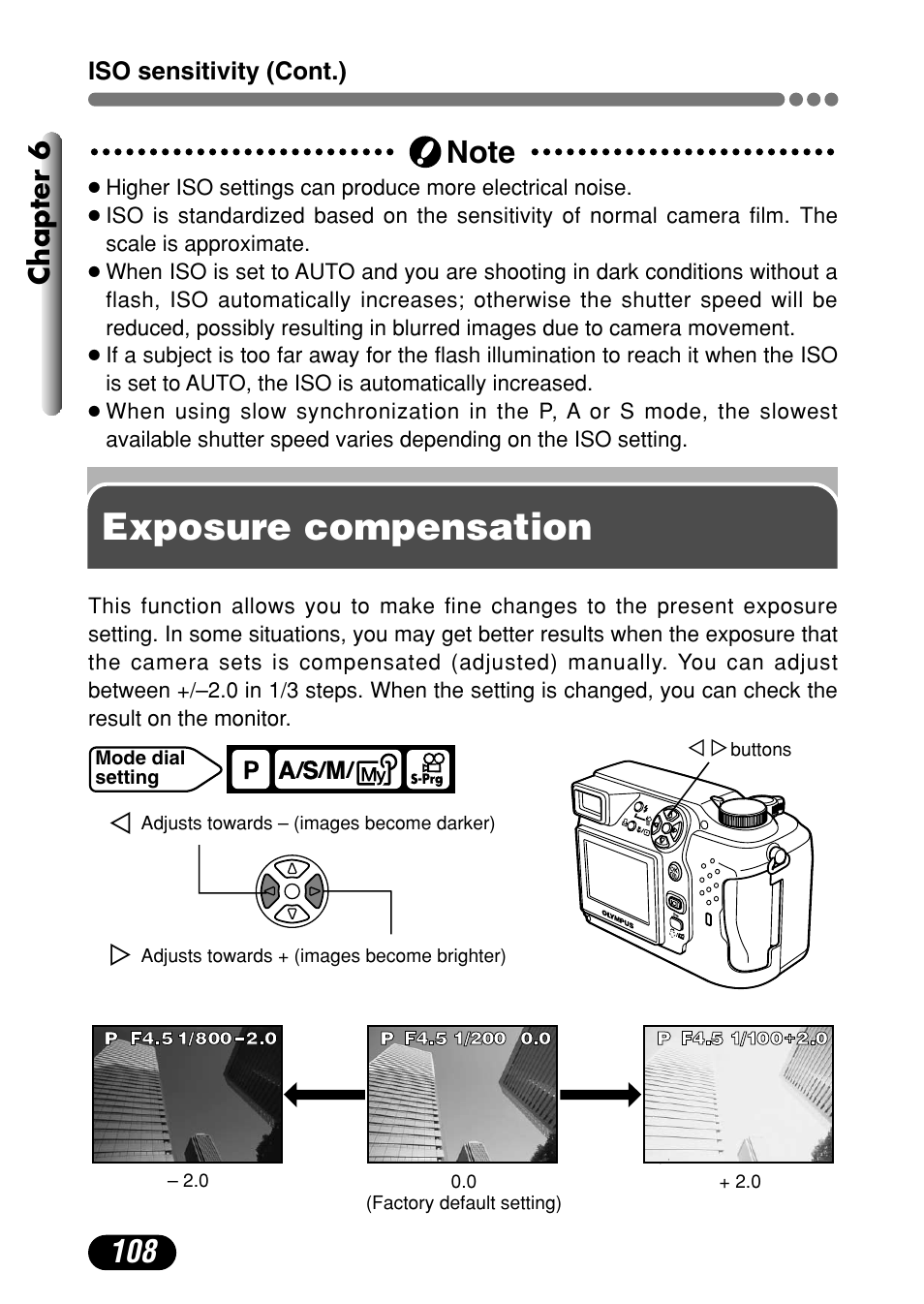 Exposure compensation, Chapter 6 | Olympus C-4000 Zoom User Manual | Page 109 / 245
