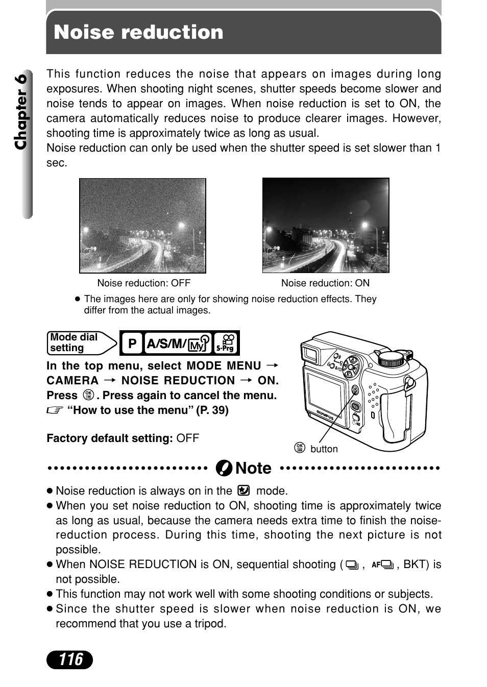 Noise reduction, Chapter 6 | Olympus C-4000 Zoom User Manual | Page 117 / 245