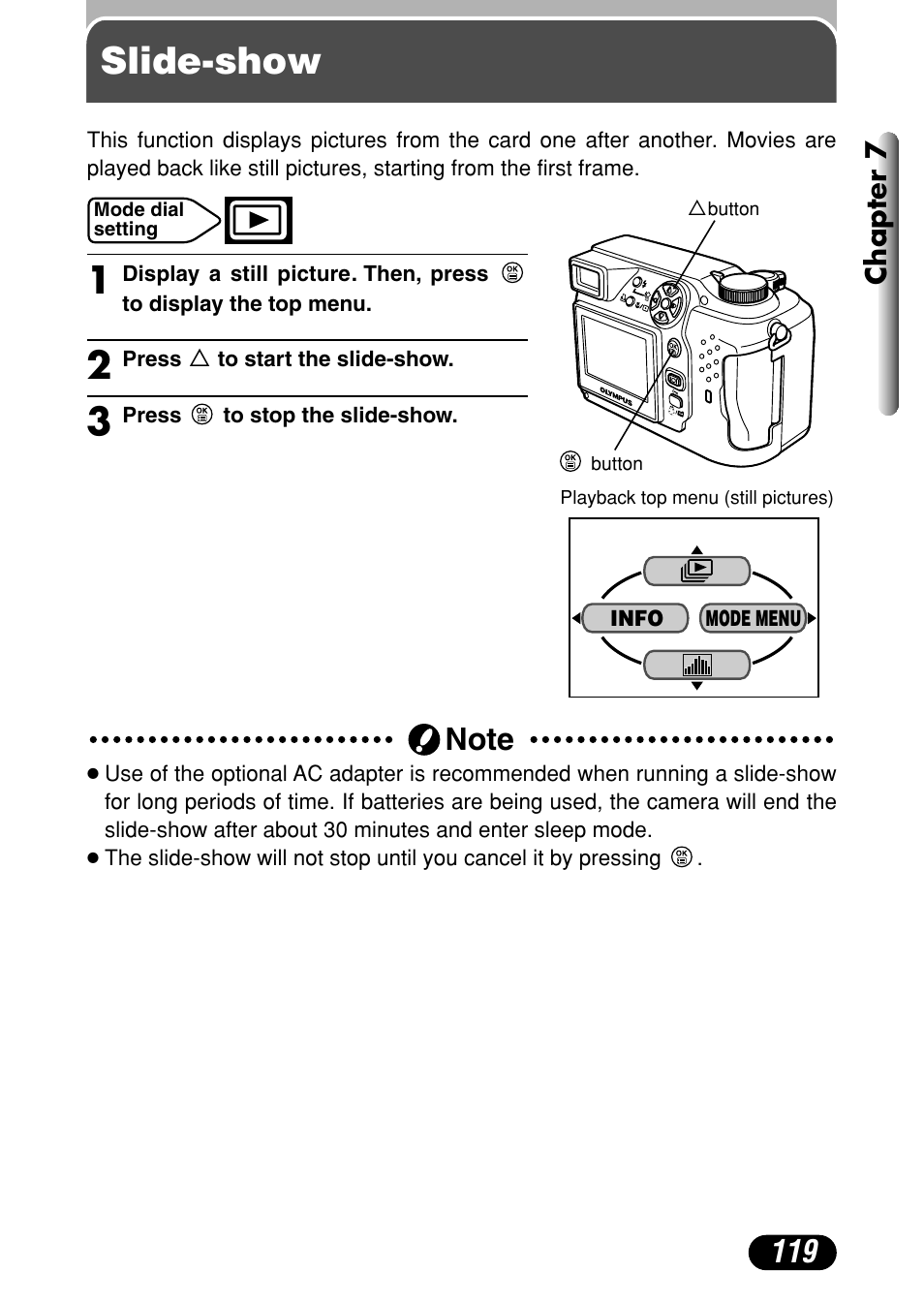 Slide-show | Olympus C-4000 Zoom User Manual | Page 120 / 245