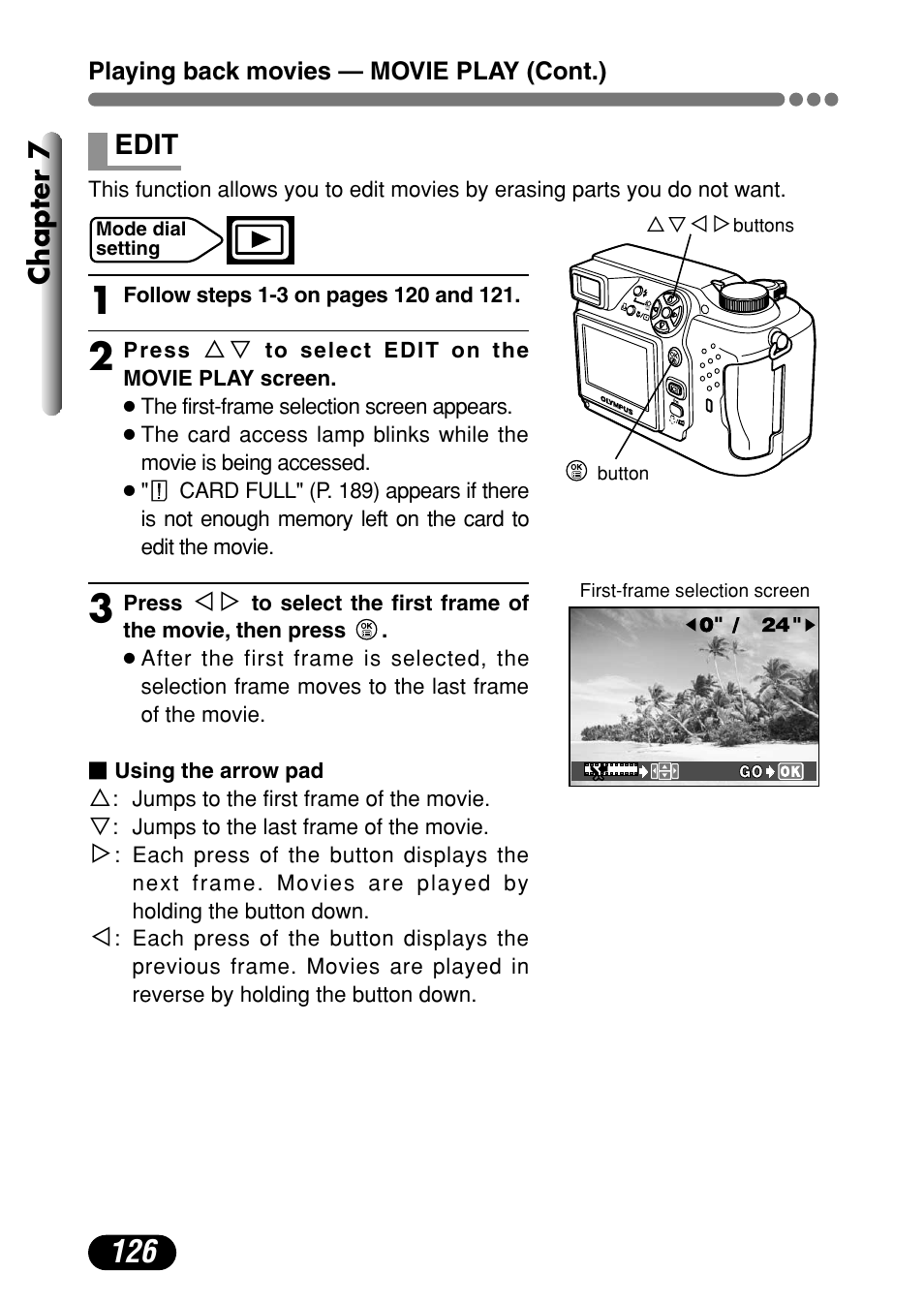 Edit 126, Chapter 7, Edit | Olympus C-4000 Zoom User Manual | Page 127 / 245