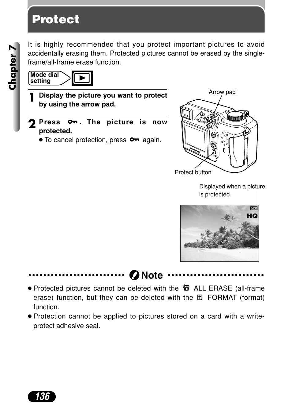 Protect, Chapter 7 | Olympus C-4000 Zoom User Manual | Page 137 / 245