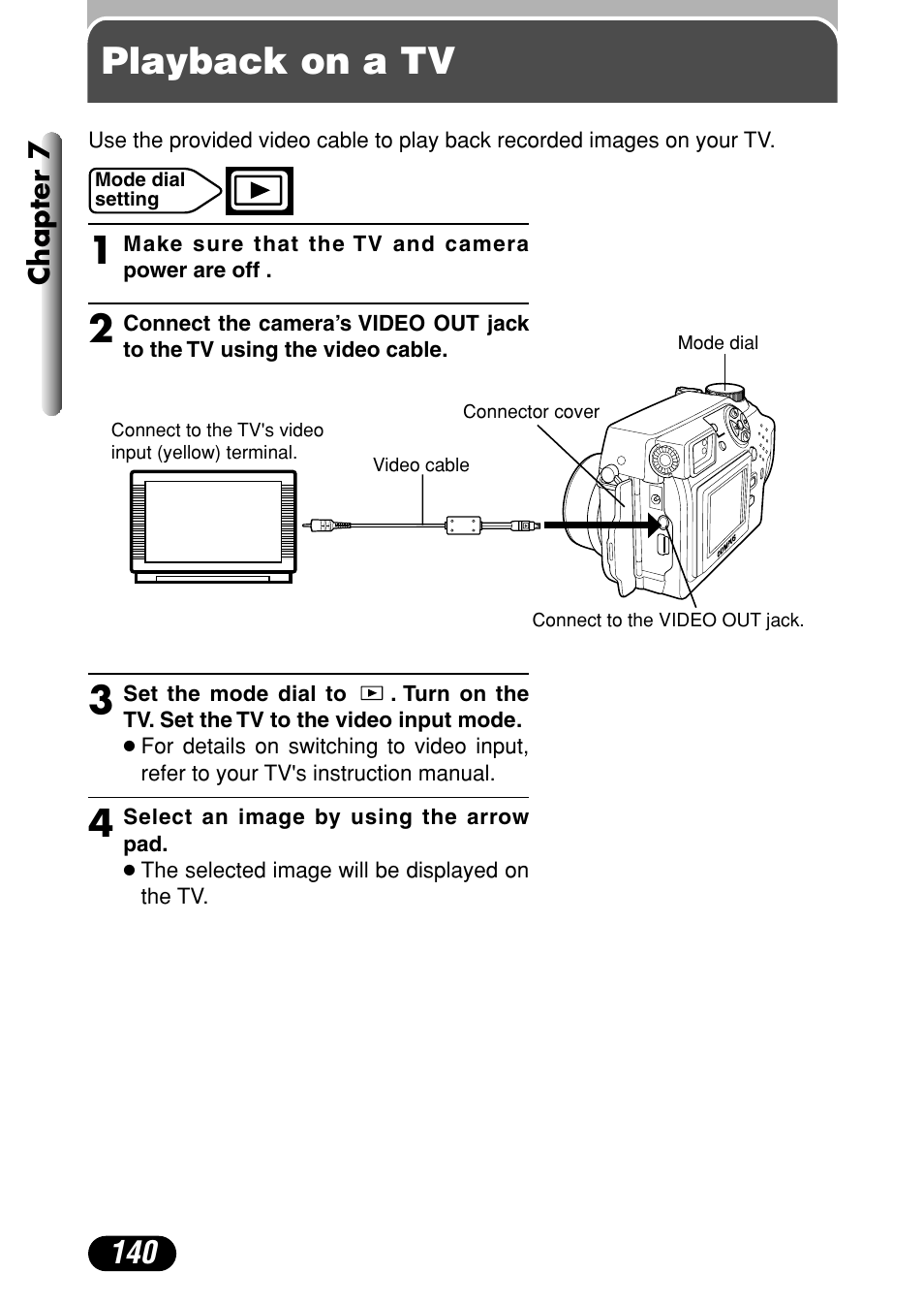 Playback on a tv | Olympus C-4000 Zoom User Manual | Page 141 / 245