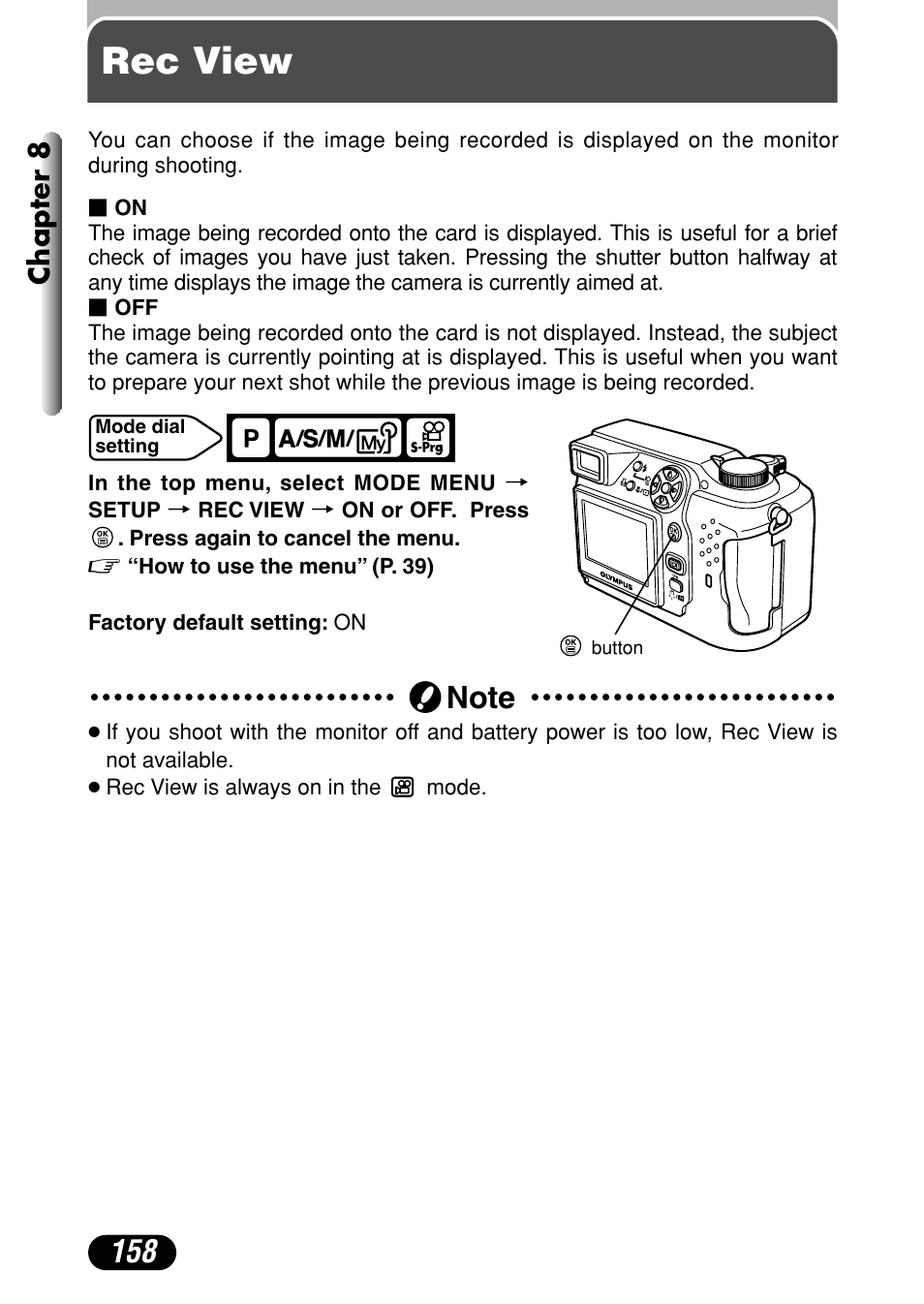 Rec view, Chapter 8 | Olympus C-4000 Zoom User Manual | Page 159 / 245