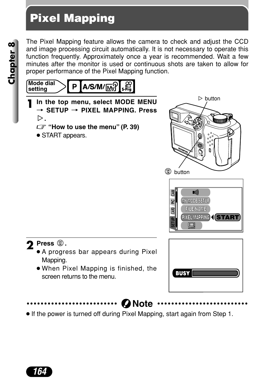 Pixel mapping, Chapter 8 | Olympus C-4000 Zoom User Manual | Page 165 / 245