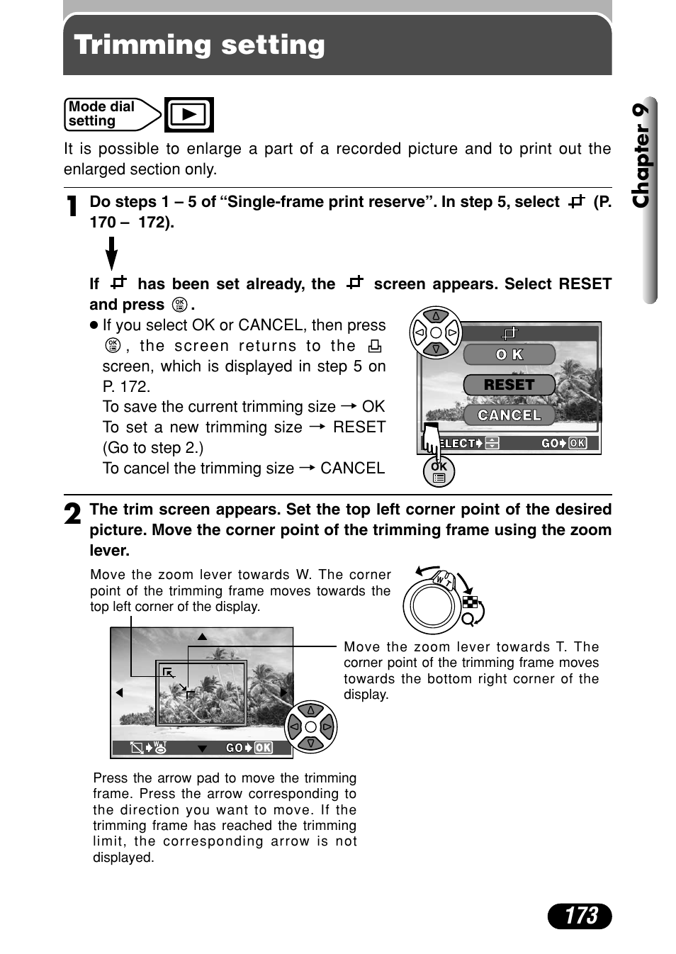 Trimming setting, Trimming setting 1, Chapter 9 | Olympus C-4000 Zoom User Manual | Page 174 / 245