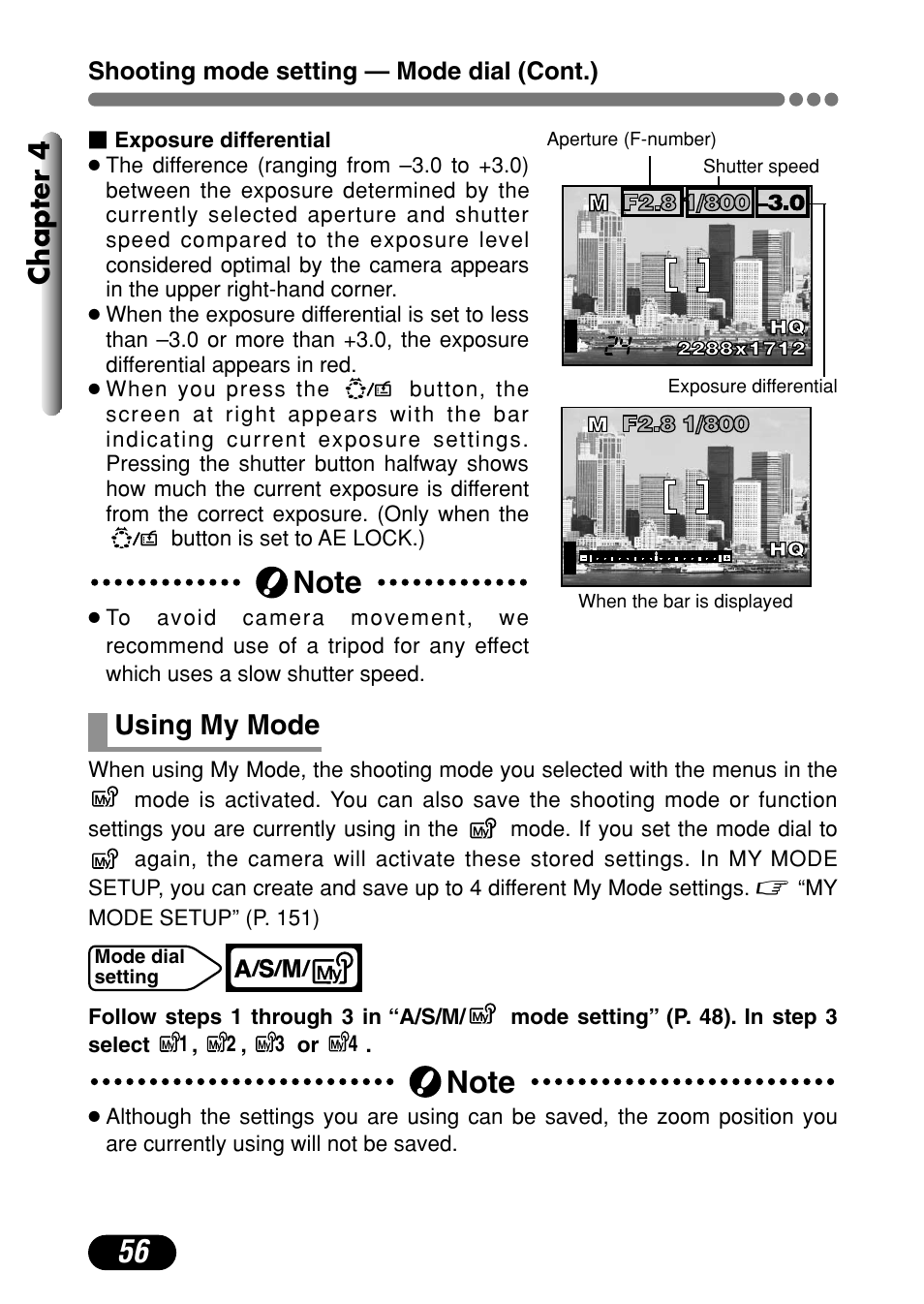 Using my mode 56, Chapter 4, Using my mode | Olympus C-4000 Zoom User Manual | Page 57 / 245