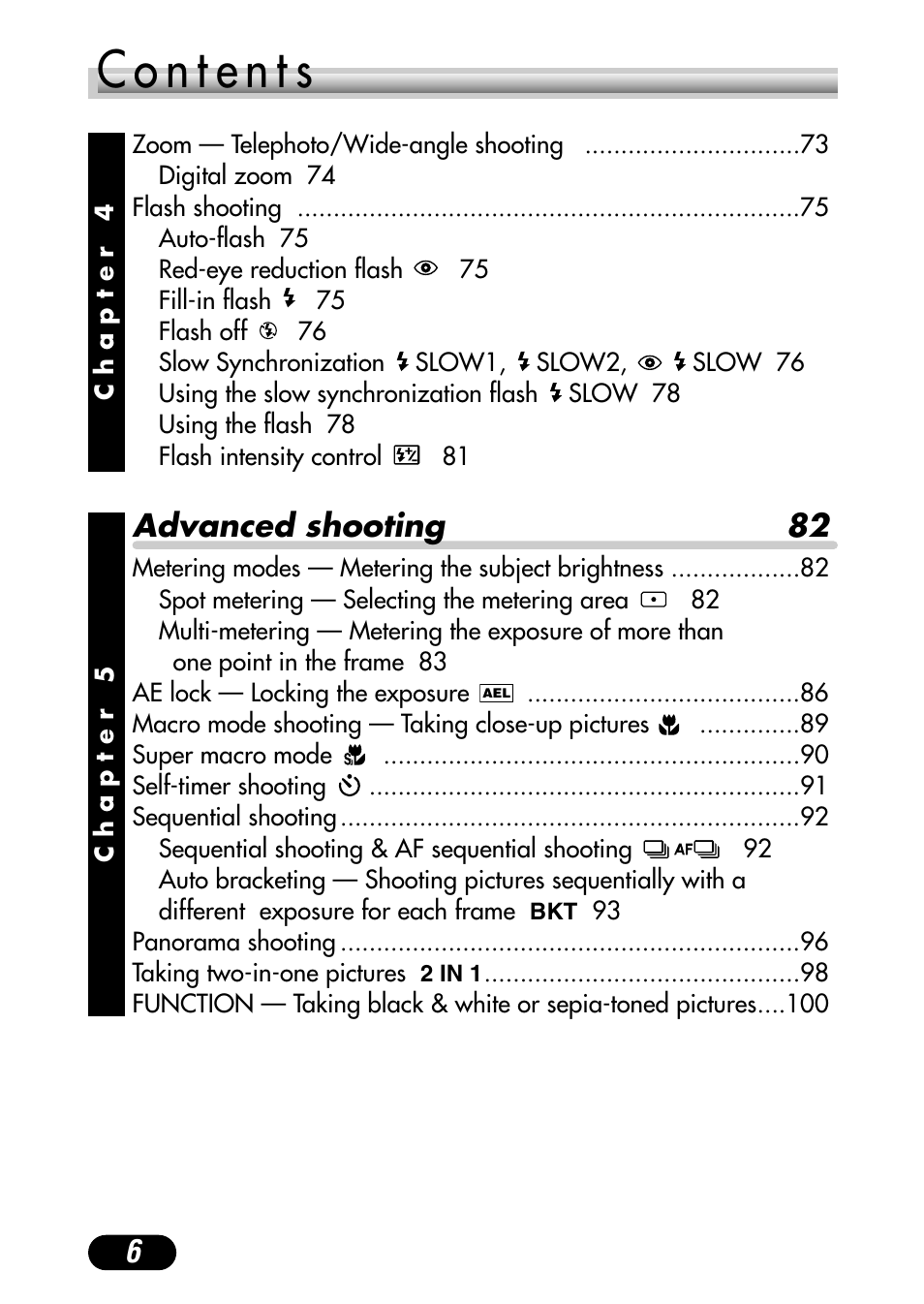 Advanced shooting 82 | Olympus C-4000 Zoom User Manual | Page 7 / 245