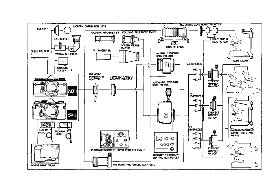 Chart of photomicrography group | Olympus OM-2 User Manual | Page 92 / 101