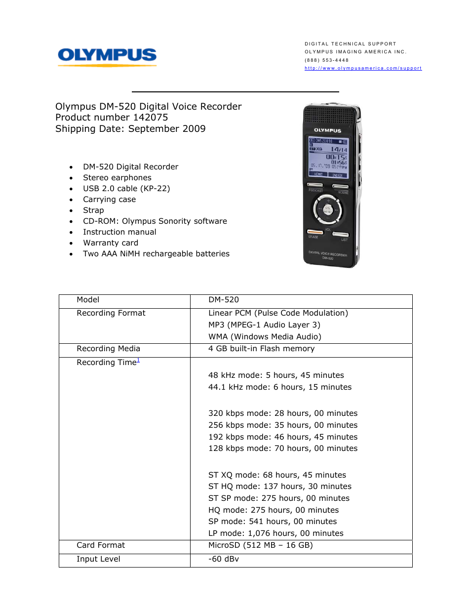 Olympus DM-520 User Manual | 15 pages