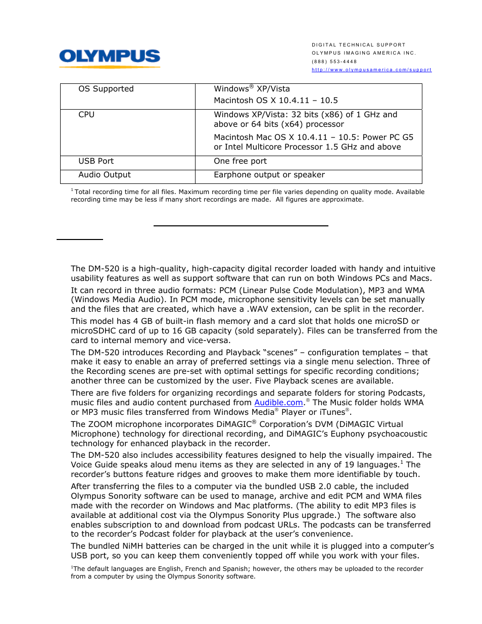 Frequently asked questions, Features, What are the main features of this model | Olympus DM-520 User Manual | Page 4 / 15
