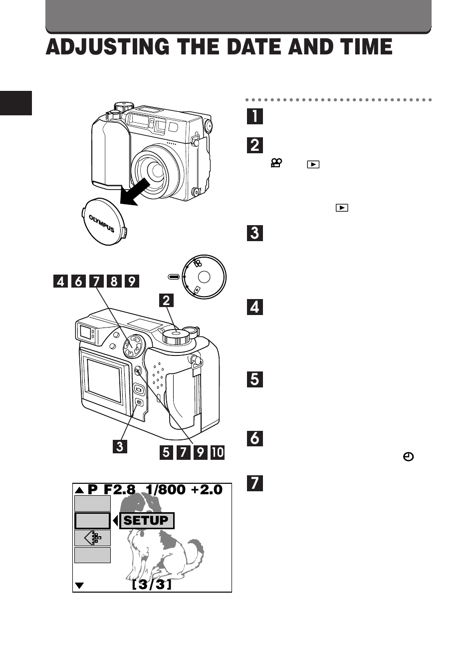 Adjusting the date and time | Olympus C-3000ZOOM User Manual | Page 34 / 75