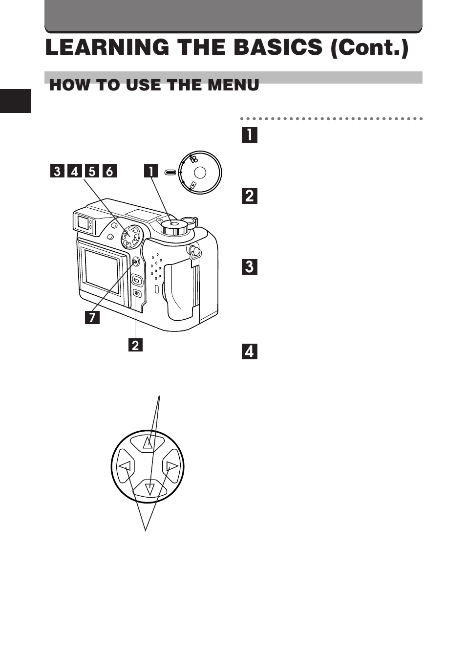 Learning the basics (cont.), How to use the menu | Olympus C-3000ZOOM User Manual | Page 44 / 75