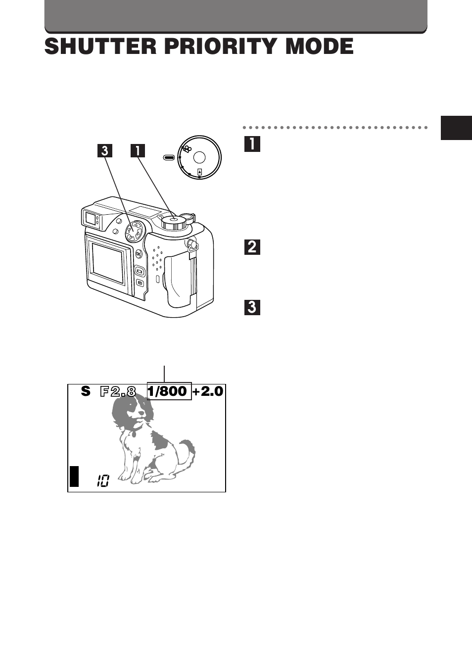 Shutter priority mode | Olympus C-3000ZOOM User Manual | Page 59 / 75