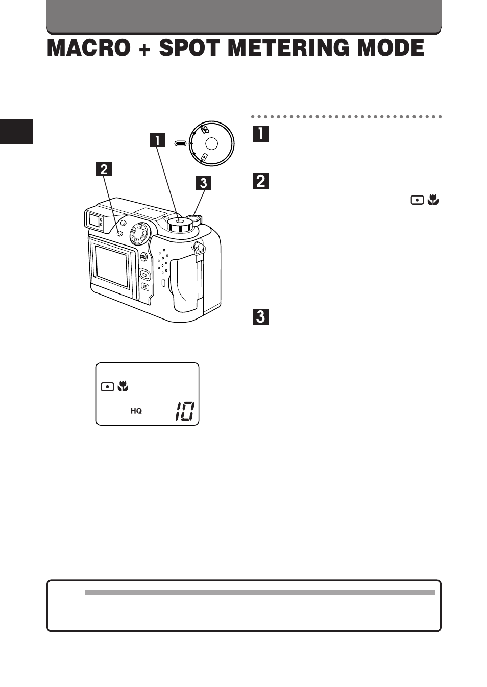 Macro + spot metering mode | Olympus C-3000ZOOM User Manual | Page 70 / 75