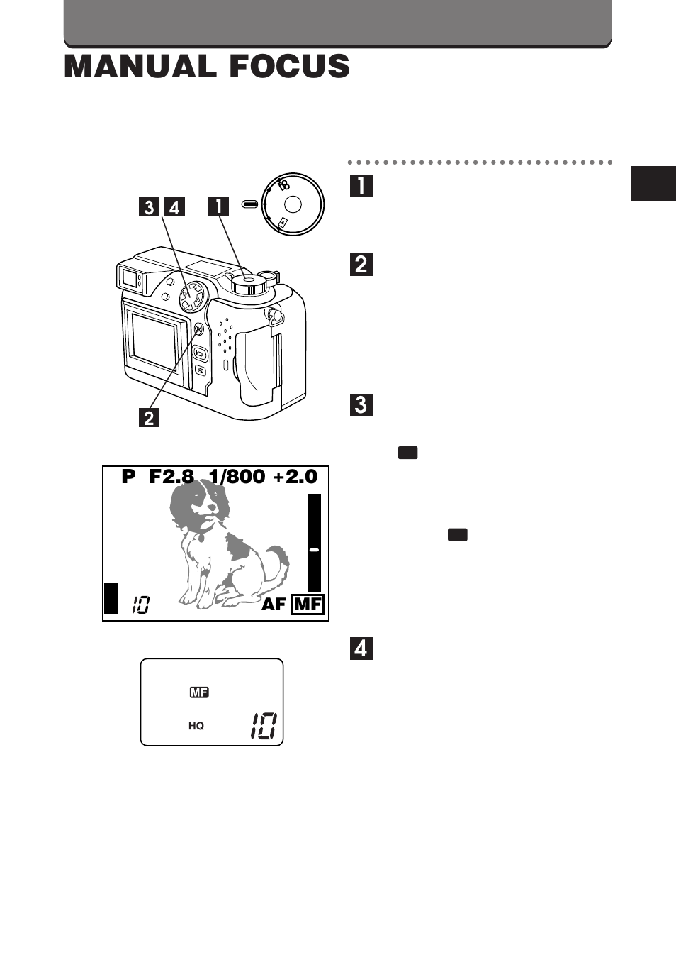 Manual focus, Af mf | Olympus C-3000ZOOM User Manual | Page 71 / 75