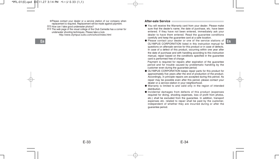 E-34, E-33 | Olympus PFL-01 User Manual | Page 18 / 19