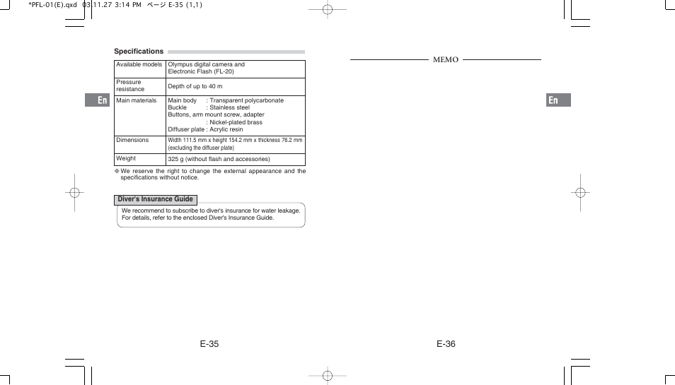 E-36, E-35 | Olympus PFL-01 User Manual | Page 19 / 19