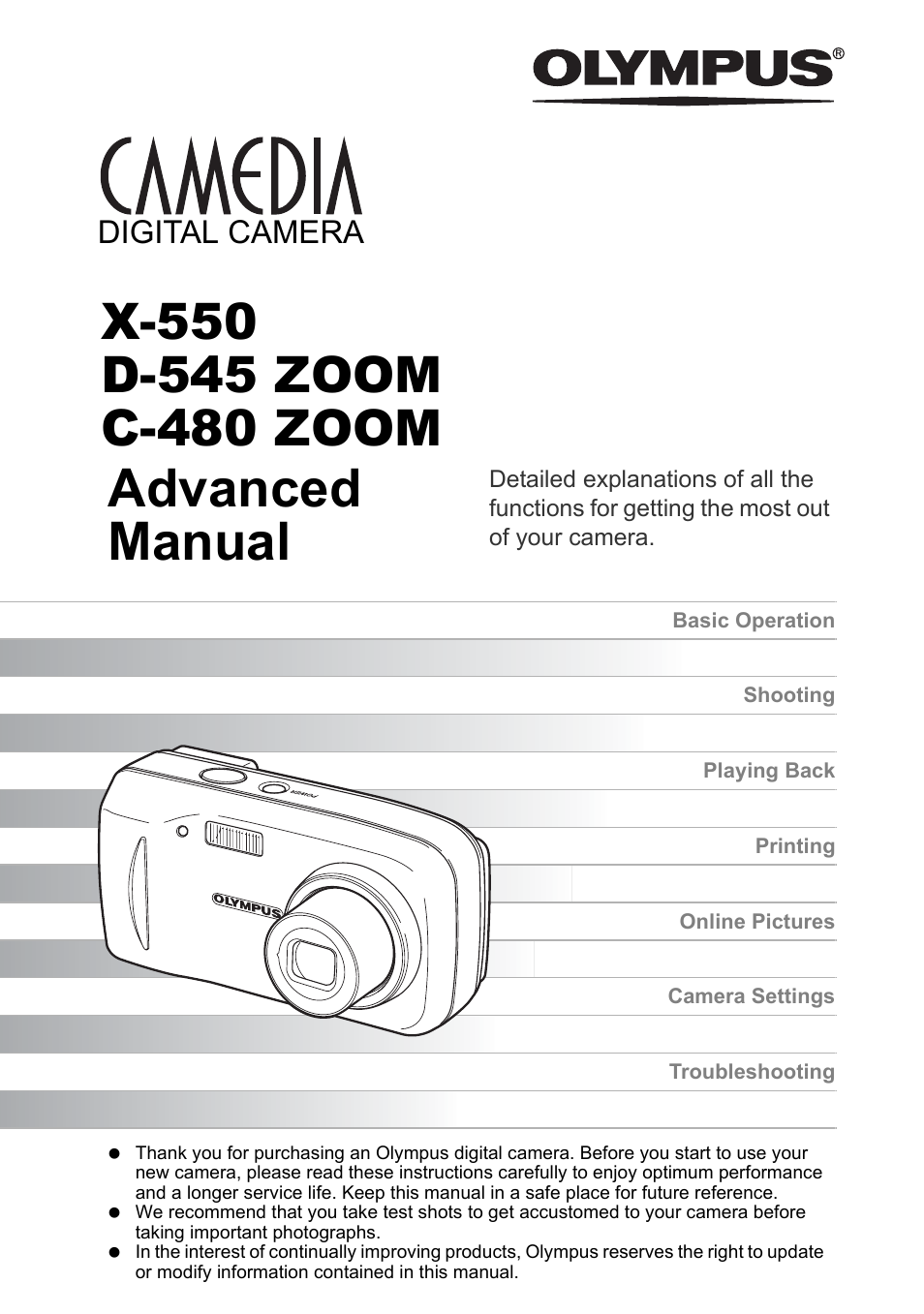 Olympus CAMEDIA C480 User Manual | 138 pages