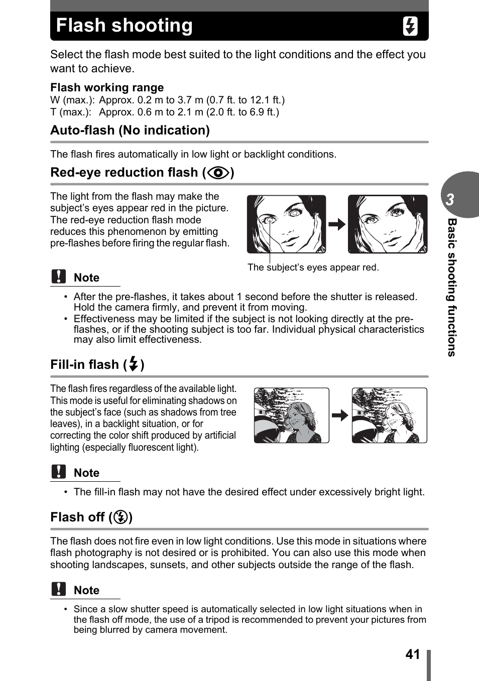 Flash shooting, P. 41 | Olympus CAMEDIA C480 User Manual | Page 41 / 138