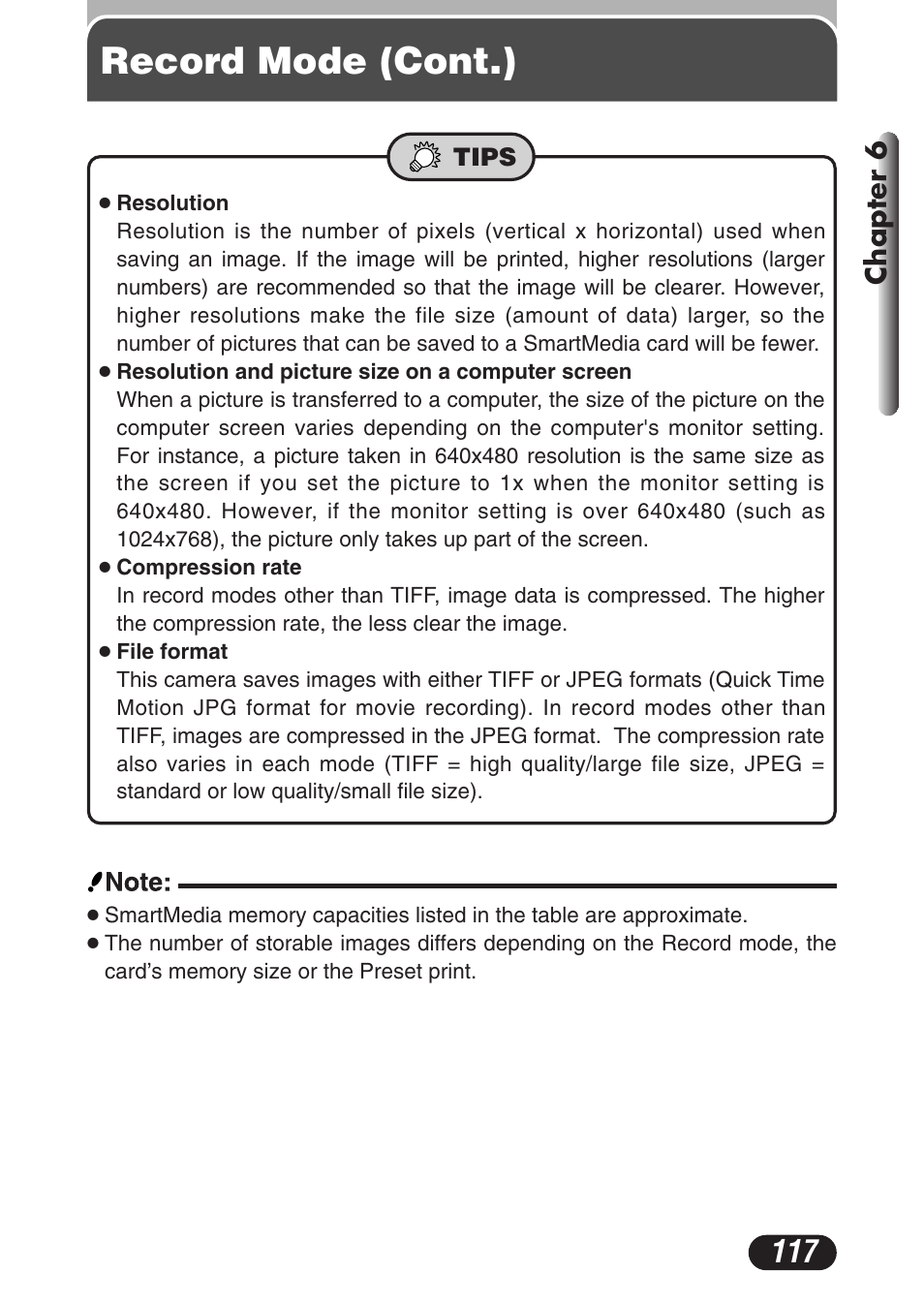 Record mode (cont.), Chapter 6 | Olympus C-3020 Zoom User Manual | Page 117 / 206