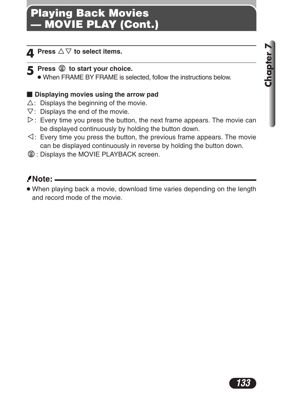 Playing back movies — movie play (cont.) | Olympus C-3020 Zoom User Manual | Page 133 / 206