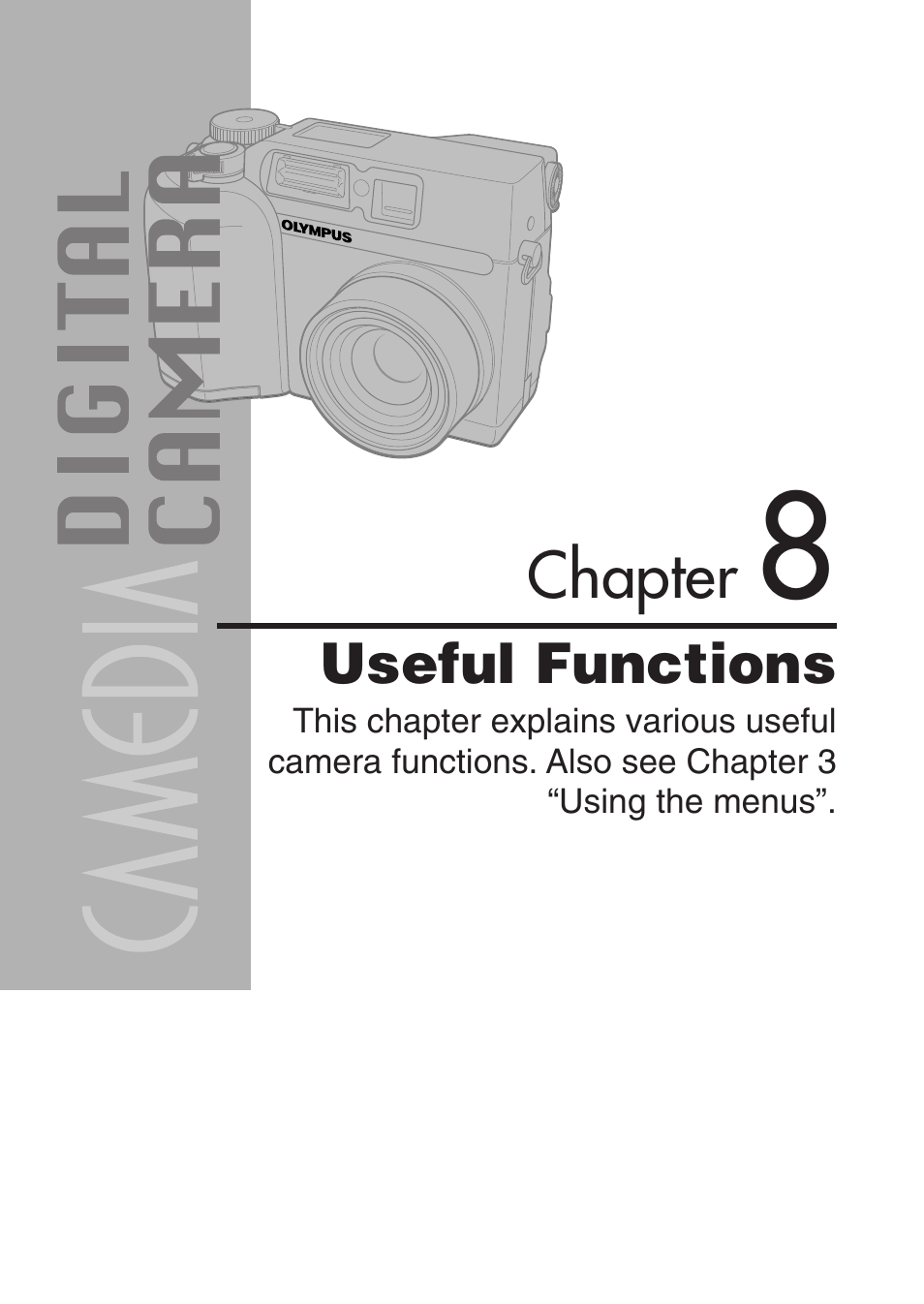 Chapter 8 useful functions, Useful functions | Olympus C-3020 Zoom User Manual | Page 145 / 206