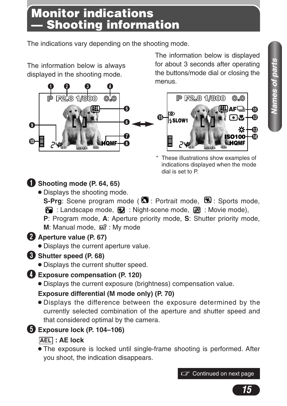Monitor indications — shooting information, Monitor indications — shooting information 15 | Olympus C-3020 Zoom User Manual | Page 15 / 206