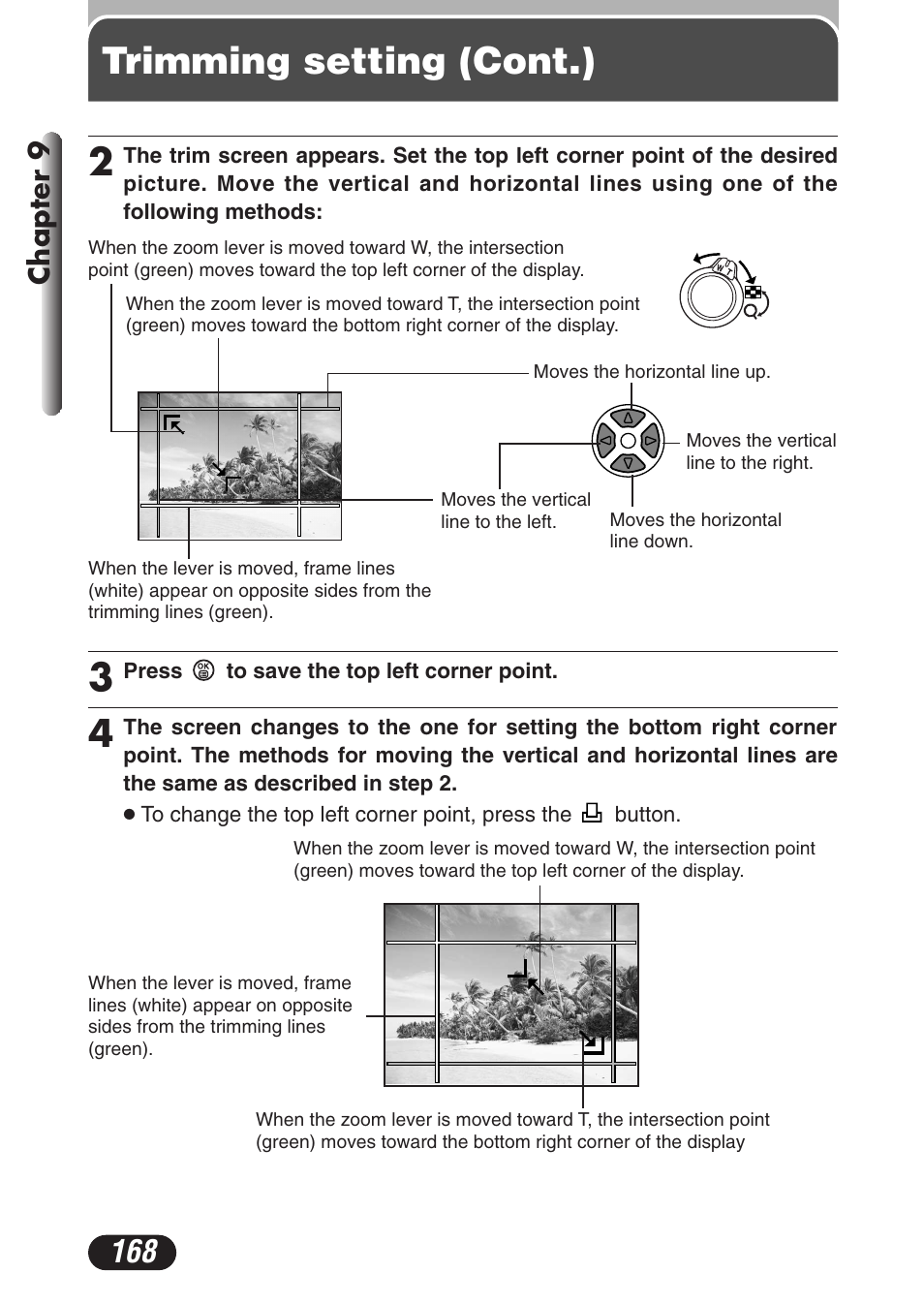 Trimming setting (cont.) 3, Chapter 9 | Olympus C-3020 Zoom User Manual | Page 168 / 206