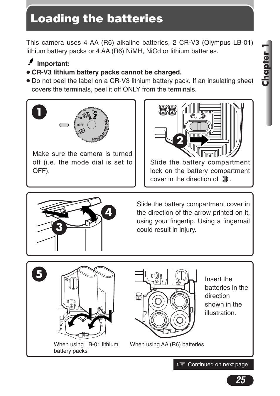 Loading the batteries | Olympus C-3020 Zoom User Manual | Page 25 / 206