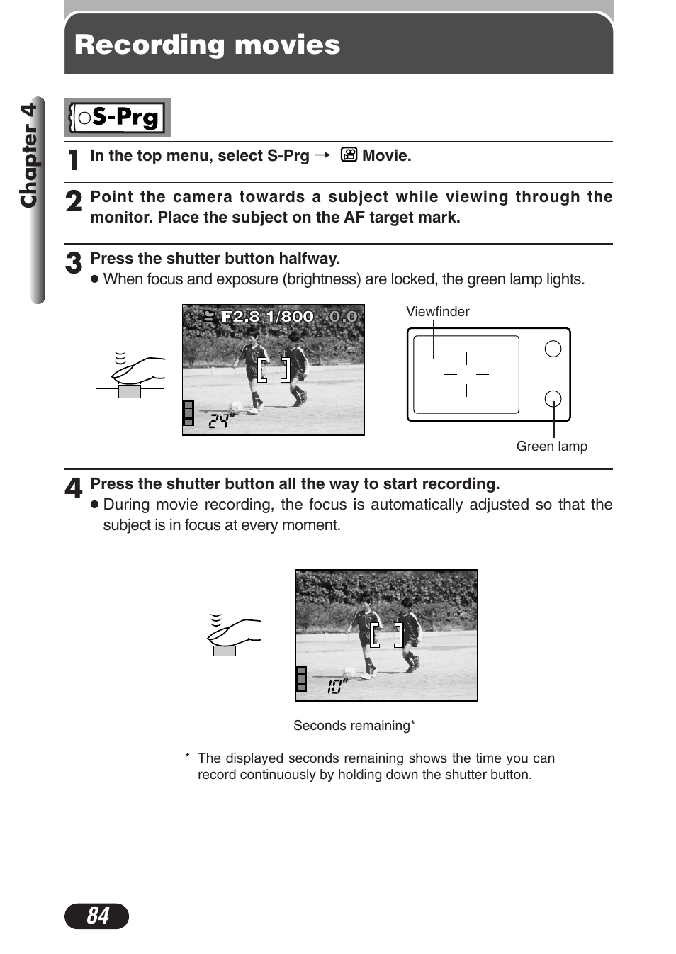 Recording movies, Recording movies 1 | Olympus C-3020 Zoom User Manual | Page 84 / 206