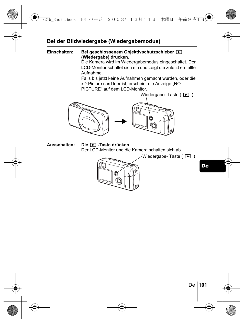 Bei der bildwiedergabe (wiedergabemodus) | Olympus X-350 en User Manual | Page 101 / 180