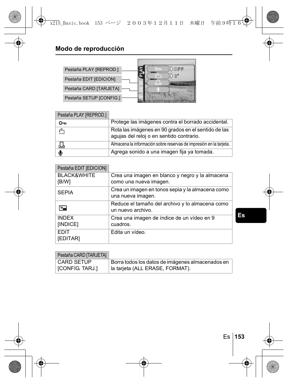 Modo de reproducción | Olympus X-350 en User Manual | Page 153 / 180