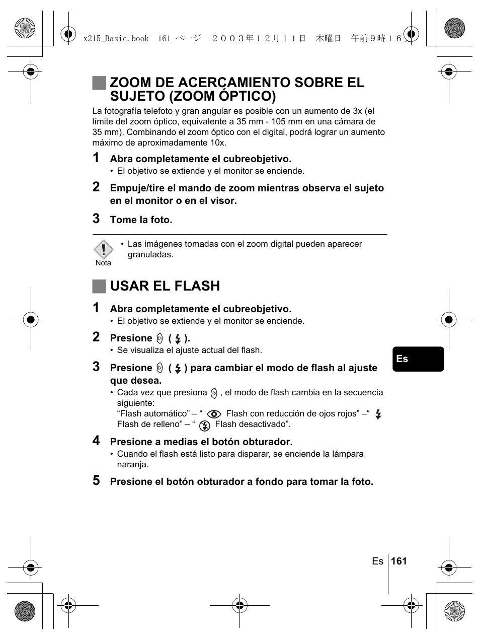 Jusar el flash 1 | Olympus X-350 en User Manual | Page 161 / 180