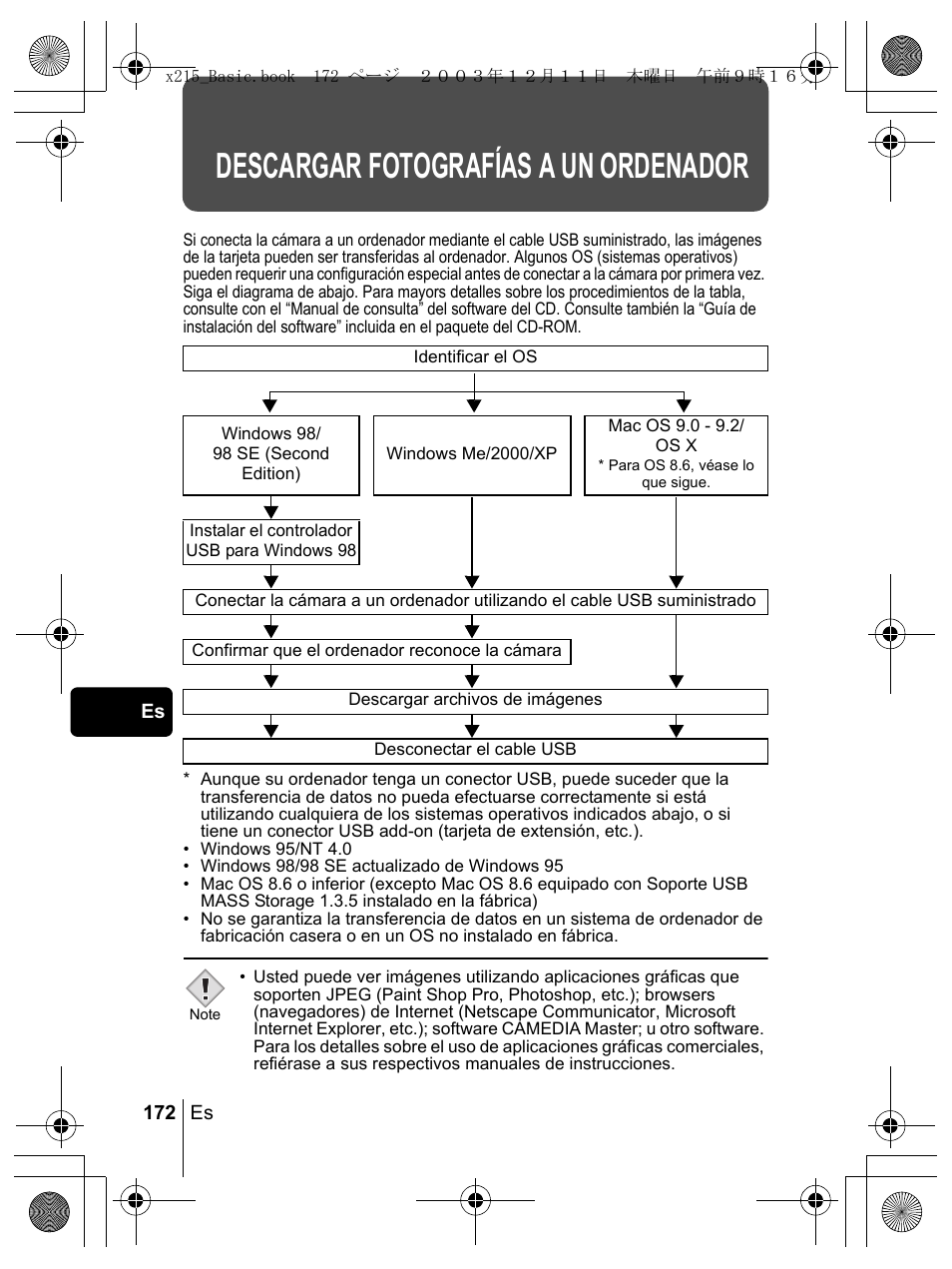 Descargar fotografías a un ordenador | Olympus X-350 en User Manual | Page 172 / 180