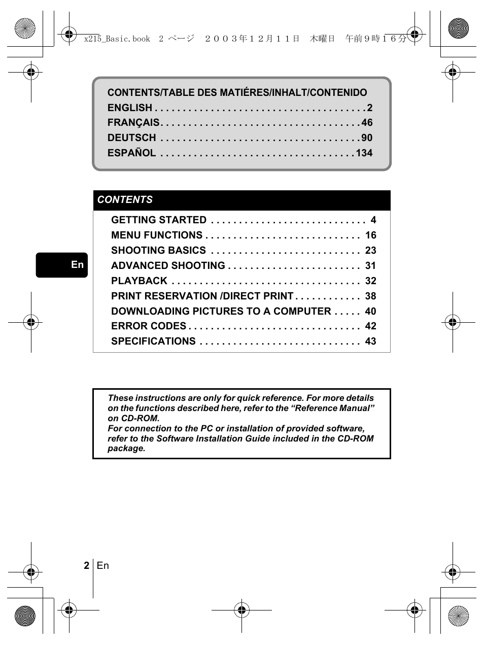 Olympus X-350 en User Manual | Page 2 / 180