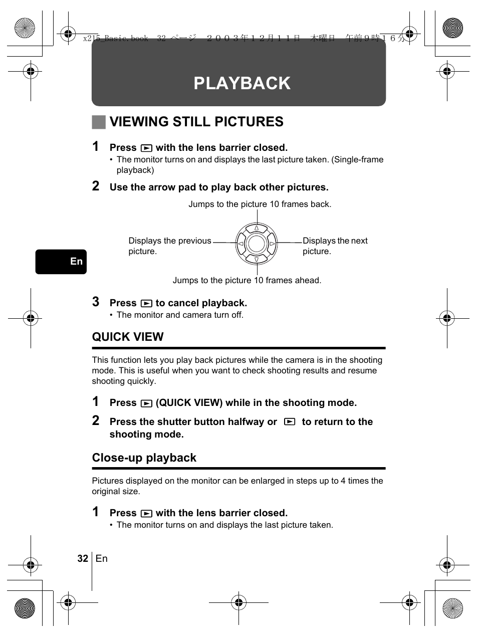 Playback, Jviewing still pictures 1 | Olympus X-350 en User Manual | Page 32 / 180