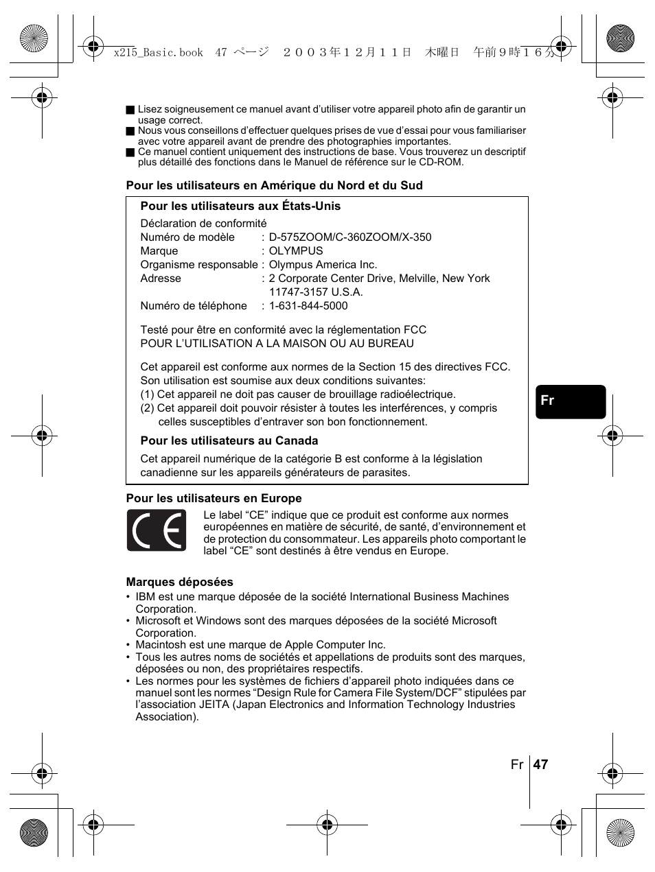 Olympus X-350 en User Manual | Page 47 / 180